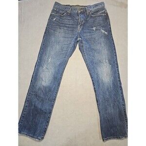 American Eagle Relaxed Straight Jeans Mens 32x32 Blue Denim Distressed GUC